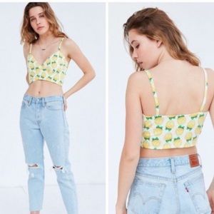 Kimchi Blue Wrap Cami Crop Top lemon print